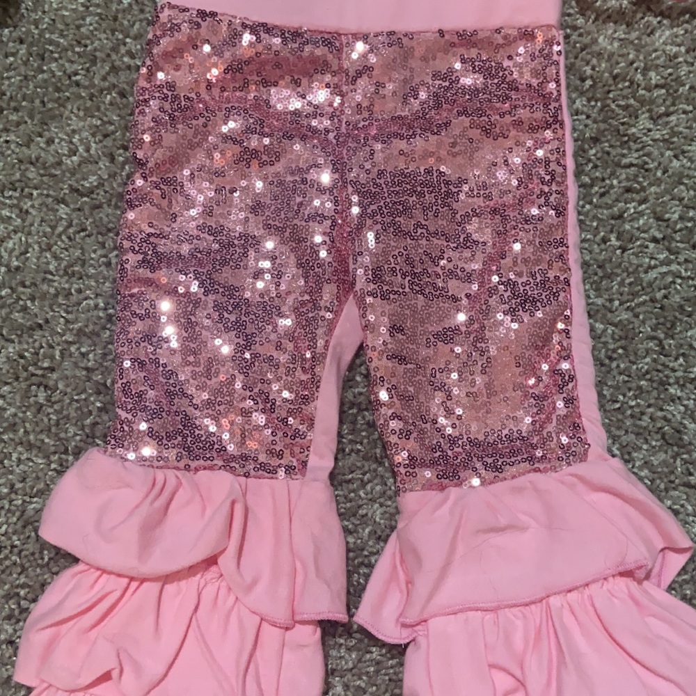 Sequin ruffle pants
